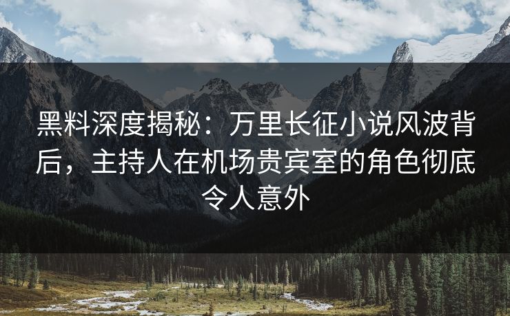 黑料深度揭秘：万里长征小说风波背后，主持人在机场贵宾室的角色彻底令人意外