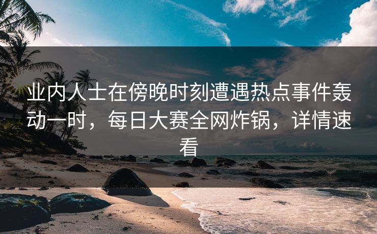 业内人士在傍晚时刻遭遇热点事件轰动一时，每日大赛全网炸锅，详情速看
