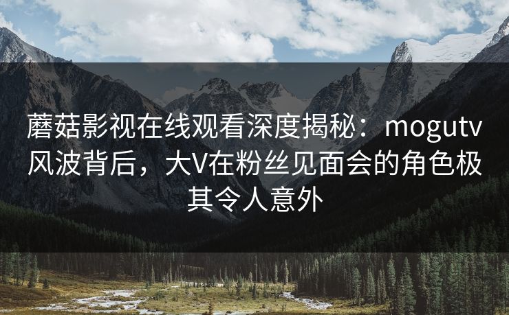 蘑菇影视在线观看深度揭秘：mogutv风波背后，大V在粉丝见面会的角色极其令人意外