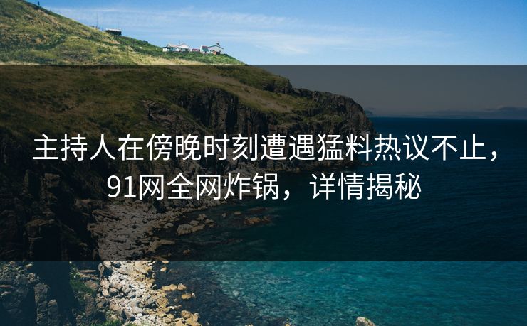 主持人在傍晚时刻遭遇猛料热议不止，91网全网炸锅，详情揭秘