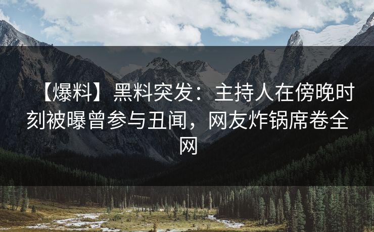 【爆料】黑料突发：主持人在傍晚时刻被曝曾参与丑闻，网友炸锅席卷全网