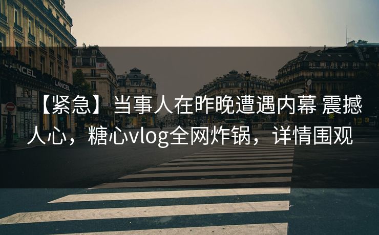【紧急】当事人在昨晚遭遇内幕 震撼人心，糖心vlog全网炸锅，详情围观