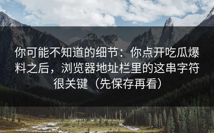 你可能不知道的细节：你点开吃瓜爆料之后，浏览器地址栏里的这串字符很关键（先保存再看）