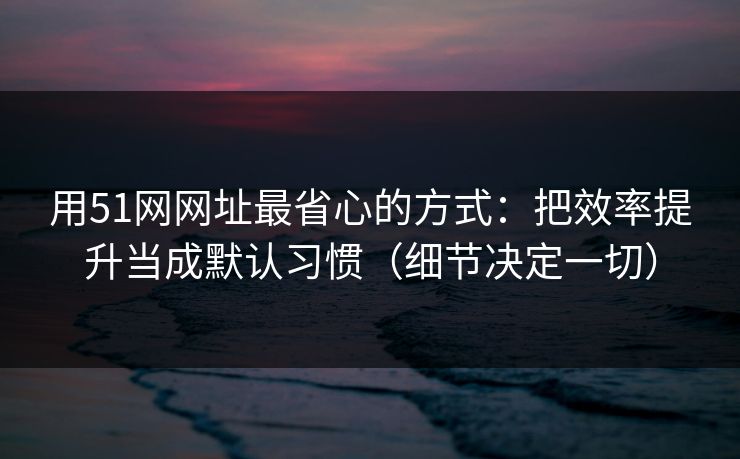 用51网网址最省心的方式：把效率提升当成默认习惯（细节决定一切）