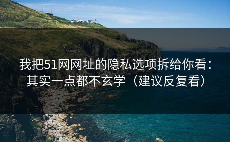 我把51网网址的隐私选项拆给你看：其实一点都不玄学（建议反复看）